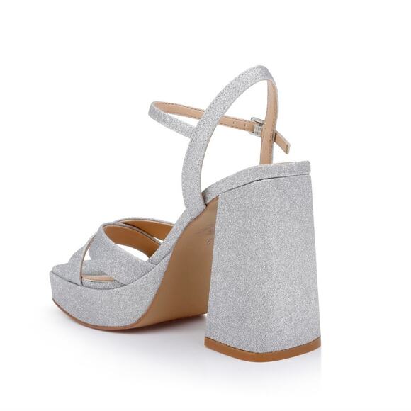 Jewel Badgley Mischka Rainbow Chunky Platforms 9 Silver Glitter JW4628 NWT‎ $129 - Picture 8 of 13